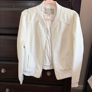 Banana Republic Women's Cream Textured Bomber Jacket